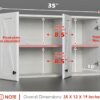 Wall Storage Cabinets - Farmhouse Kitchen Laundry White Wall Mounted Cabinets with 3 Doors and Shelves, 35inch Wide