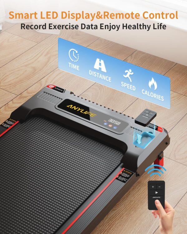 Walking Pad Treadmill, Anylife Incline Walking Pad Under Desk Treadmill 330lb Capacity, 2.5HP Portable Treadmills for Home, Compact Treadmill Small Running Pad with LED Display, Remote Control