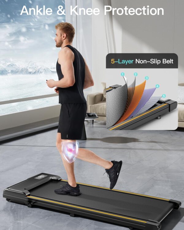 Under Desk Treadmill with Incline, Mini Walking Pad, Treadmills for Home Office, Portable Lightweight Walking Treadmills with Wheel