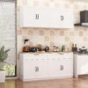 FAMAPY Wall-Mounted Kitchen Pantry Kitchen Storage Cabinet with Countertop, Pantry Cabinet with Drawers & Doors, Wall Cabinet for Kitchen White and Oak