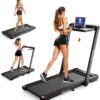 Treadmill with Incline, 3 in 1 Under Desk Treadmill Walking Pad with Removable Desk Workstation 3.5HP Foldable Compact Walking Treadmill for Home Small Office with Wristband Remote Control