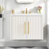 YITAHOME 24 Inch Bathroom Vanity with Sink, Small Space Floating Vanity, Modern 3-Holes Bathroom Storage Cabinet w/Double Soft-Close Doors, White