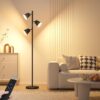 2025 New LED Tree Floor Lamp, 36W Dimmable 2500 LM Modern Standing Lamp with Remote & Touch Control, 4 Color Temperatures, 3 Rotatable LED Light Floor Lamps for Living Room Bedroom Office-Matte Black