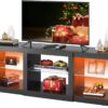 WLIVE LED TV Stand for 65-Inch TV, 58-Inch Entertainment Center with Adjustable Glass Shelves, Modern Media Console for Living Room & Bedroom, Black