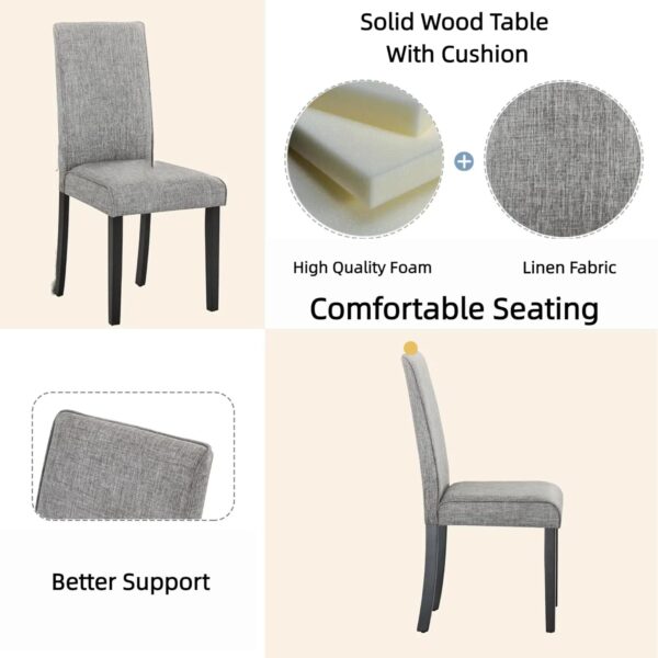 Dining Table Set,5-Piece Dining Set with a Faux Marble Tabletop Table & Four Upholstered Dining Chairs,Wooden Table & Chairs Set for 4 for Kitchen and Dining Room,Dark Espresso&Gray