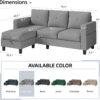 Convertible Sectional Sofa Couch,3 Seat L Shaped Couches with Storage Function Ottoman,Modern Linen Convertible Sectionals Sofas with Armrest Reversible Chaise for Living Room Small Space(Light Gray)