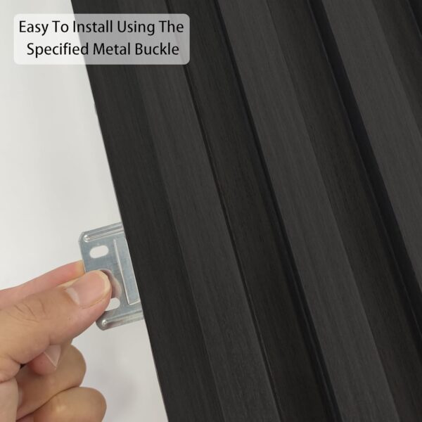 6-Piece WPC Acoustic Slat Wall Panel for Modern Interior Decor, 94.5” x 6.5” 3D Wood Slat Wall Paneling for Living Room, Charcoal, 25.6 Sq.Ft