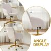 Velvet Home Office Chairs with Gold Base Upholstered Tufted Modern Height Adjustable 360 Degree Swivel Desk Chairs with Wheels, Vanity Chairs for Living Room, Bedroom,Study Room (Cream)