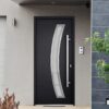 VDOMDOORS Front Exterior Prehung Glass Steel Door 36 x 80 inches Left -Hand/Deux 6500 Black Enamel/Lite and Stainless Inserts Single Modern Painted