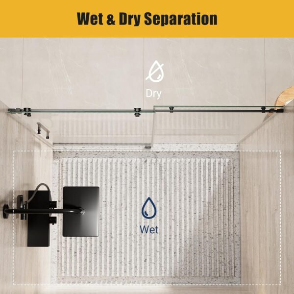 Shower Glass Door with Waterroof Seal Strip, Adjustable (56-60" W x 75 "H) Frameless Sliding Shower Door with Easy-Clean Coating SGCC Tempered Glass 5/16" (8mm), Stainless Steel Hardware, Black