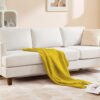3 Seater Sofa Couch with Deep Seats, 89" Mid Century Modern Upholstered Sofa with Armrests, Comfy Couches for Living Room, Bedroom, Apartment and Office (Beige)
