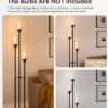 addlon Floor Lamps for Living Room with Clear Glass Shades, 3-Lights Standing lamp with Shelves, Farmhouse Tall Floor Lamp Modern lamp for Bedroom, Office - Black