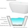 FerdY Bali 59" Acrylic Freestanding Bathtub, Gracefully Shaped Freestanding Soaking Bathtub with Brushed Nickel Drain & Minimalist Linear Design Overflow, Glossy White, cUPC Certified