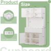 White Kitchen Pantry Cabinet with Power Outlets, LED Lights and 3 Drawers, Tall Cabinet with Adjustable Shelves and Countertop
