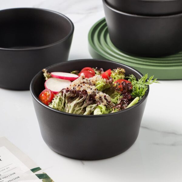 Stone Lain Coupe 32-Piece Stoneware Dish Set, Celina Service for 8, Black Plates and Bowls Dinnerware Set, Dishwasher and Microwave Safe, Black Matte