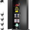73" Tall Garage Storage Cabinets with Wheels, Metal Storage Cabinets with Locking Doors and 4 Adjustable Shelves for Garage Home, Assembly Required, Black