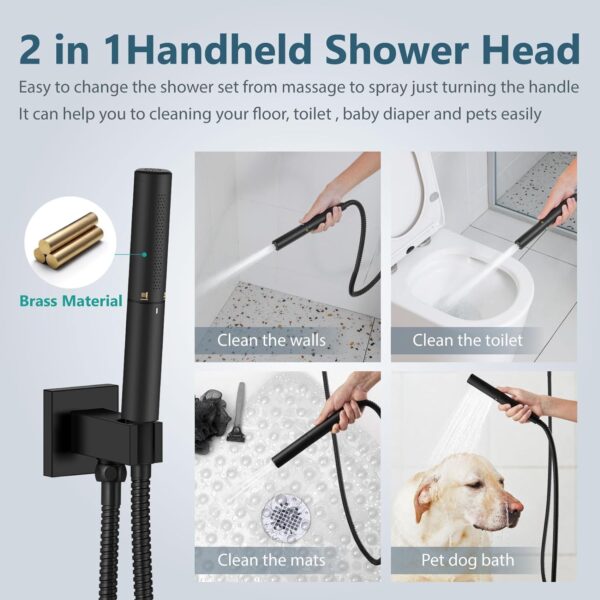 Aolemi Shower System with Rainfall Shower Head and Handheld Wall Mount,High Pressure Shower Faucet Set Fixture Combo with 2 in 1 Handheld Spray Rough-in Valve,12 Inch Shower Head Matte Black