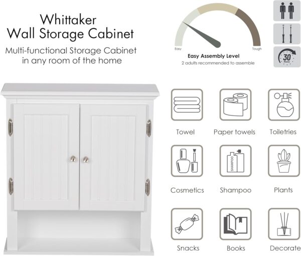 UTEX Bathroom Cabinet Wall Mounted, Wood Hanging Cabinet, Wall Cabinets with Doors and Shelves Over The Toilet for Bathroom,White