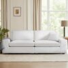 88.58" Modern Sofas for Living Room Linen Breathable Loveseat Sofas & Couches with Square Wide Armrest and Removable Sofa Cushion Off-White