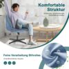 DUMOS Criss Cross Legged Office Chair, Armless Wide Seat No Wheels, Modern Home Desk Height Adjustable Swivel Fabric Vanity Seating for Bedroom