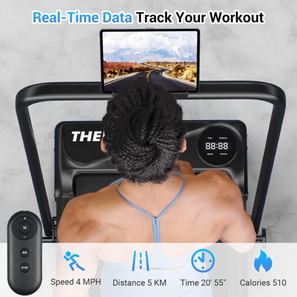 THERUN Walking Pad Treadmill, 2.5 HP Under Desk Treadmill, 2 in 1 Foldable Treadmill for Home, Walking Pad with Handle Bar, 15" Widened Running Belt, Treadmill with Remote Control & LED Screen