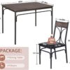 VECELO Kitchen Dining Room Table Set with 4 Chairs for Small Space, Apartment,Metal Steel Frame