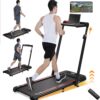 Walking Pad Treadmill, 3.0HP Under Desk Treadmill with Handle Bar and Incline, 300lbs Capacity with Removable Desk Workstation, Foldable Treadmill with Remote Control, APP for Home Office
