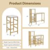 VECELO Bar Table and Chairs Set for 2, 3-Piece Dining Set with Storage Shelves, Cup Holder & Wine Rack, PU Leather Cushion Stools, for Kitchen Small Space, Gold