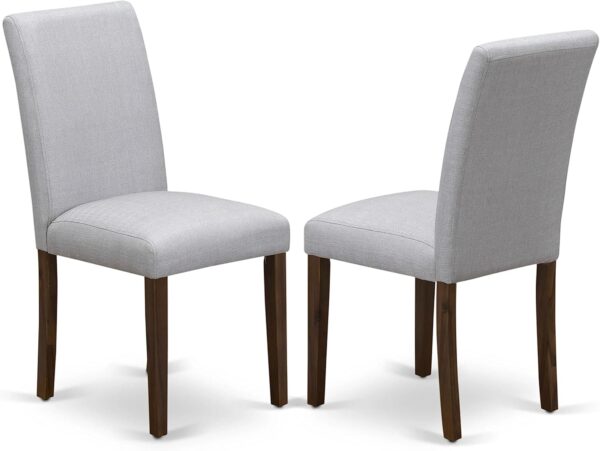 East West Furniture DLAB5-AWA-05 5 Piece Dining Set Contains a Round Dining Room Table with Dropleaf and 4 Upholstered Chairs, 42x42 Inch, Antique Walnut