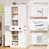 YESHOMY 72" Tall Storage Cabinet with Adjustable Shelves, Kitchen Pantry, Large Cupborad with 1 Drawer, Metal Handle, for Living Room, Bathroom, White