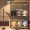 Floor Lamp, Bright 18W LED Standing Lamps for Living Room, Remote Stepless Adjustable Color and Brightness Dimmable with ON/Off Switch, Gooseneck Reading Lights for Bedroom Office, 1300LM Black