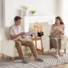 COLAMY Modern Upholstered Accent Chair Armchair with Pillow, Fabric Reading Living Room Side Chair,Single Sofa with Lounge Seat and Wood Legs, Beige