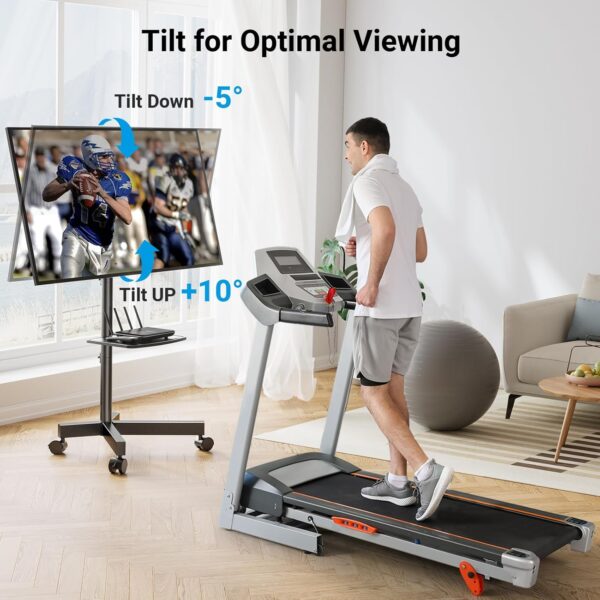 PERLESMITH Mobile TV Stand for 23-60 Inch LCD LED Flat/Curved Panel Screen TVs, Tilt TV Cart Holds up to 88Lbs Portable Stand with Laptop Shelf Rolling Floor Max VESA 400x400mm (PSTVMC06)