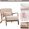 ANJHOME Mid Century Modern Accent Chair, Comfy Fabric Living Room Chairs with Solid Wood Frame, Lounge Reading Armchair, Easy Assembly, Beige