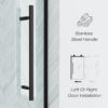 56-60” x 76” Frameless Shower Door, 5/16" (8mm) Clear SGCC Tempered Glass, Bathroom Sliding Glass Shower Doors, Easy to Clean, Stainless Steel Hardware, Matte Black