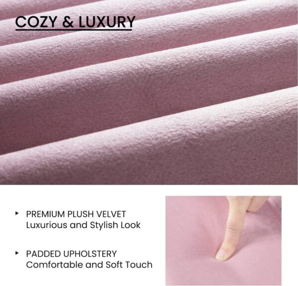 SHA CERLIN Full Bed Frame/Velvet Upholstered Platform Bed Frame with Headboard/Strong Wood Slats Support/Mattress Foundation/No Box Spring Needed - Pink
