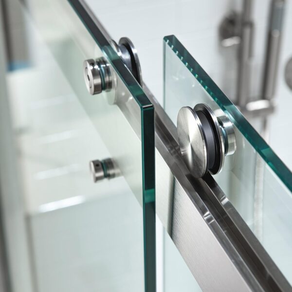 WOODBRIDGE Frameless Bathtub Shower Doors 56-60" Width x 62" Height with 3/8"(10mm) Clear Tempered Glass, 2 Ways Opening & Double Sliding in Brushed Nickel Finish