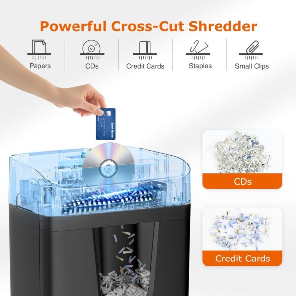 Bonsaii 12 Sheet Paper Shredder for Home Office, Heavy Duty Shredder with 5.5 Gal Pullout Bin, 15 Mins Running Time, Cross Cut Shredder for CD, Credit Card, Document, Mail P-4 Security Level