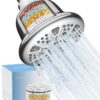 Filtered Shower Head - High Pressure Shower Head with Filter for Hard Water Softener - 7 Settings Bathroom Rain Showerhead to Remove Chlorine and Heavy Metals (Chrome)