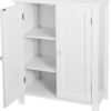 SUPER DEAL Modern Bathroom Floor Storage Cabinet with Adjustable Shelf and Double Door Rust Proof, Living Room Modern Home Furniture Storage Organizer Cabinet