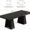 LITTLE TREE Dining Table for 6 People, Wooden Dining Table, Rectangle Table with Heavy Duty Legs, Modern Dining Table for Kitchen, Dining Room, Black