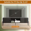 WLIVE Modern TV Stand for 65 Inch TV, Mid Century Entainment Center with Storage, TV Console with Open Shelf and 2 Cabinets for Bedroom and Living Room, TV Cabinet with Metal Legs, Black