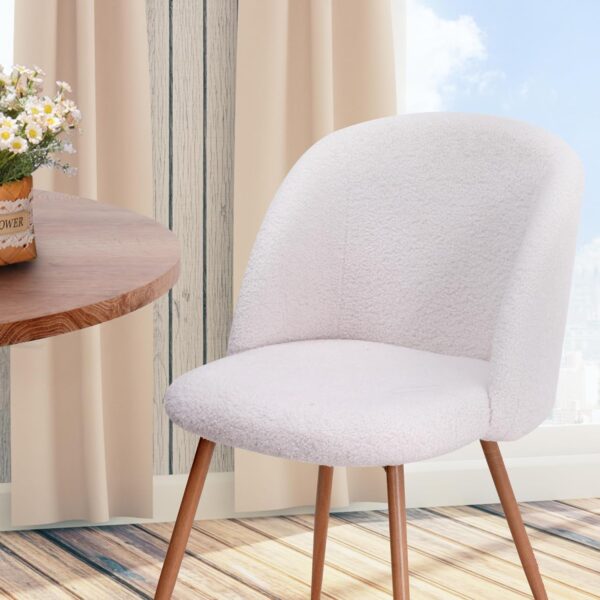 5 Pieces Dining Table Set for 4, 37”Home Kitchen Round Dining Table Set with Metal Base and Legs, Small Dining Table Chair Set, Fuzzy Sherpa Upholstered Armchairs