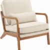 Bonnlo Fine Beige Accent Chairs Set of 2, Upholstered Mid Century Modern Lounge Fabric Chairs Reading Chairs Side Sitting Chair Solid Wood Farmhouse Armchairs for Living Room, Bedroom, Guest Room