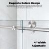 Shower Door, 56-60" W × 76" H Frameless Sliding Shower Door,Waterproof Glass Shower Door with Stainless Steel Handle and Seal Strip, 5/16" (8mm) Easy-Clean Tempered Glass, Brushed Nickel
