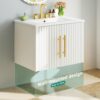 YITAHOME 24 Inch Bathroom Vanity with Sink, Small Space Floating Vanity, Modern 3-Holes Bathroom Storage Cabinet w/Double Soft-Close Doors, White