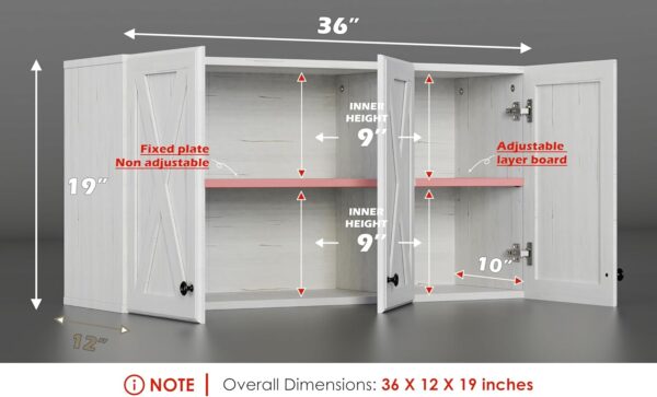 FIMELLO Wall Cabinet, Bathroom Wall Cabinet,Farmhouse Wall Mounted Cabinets for Kitchen Garage Laundry Storage, Medicine Cabinet with 3 Door and Shelves, Laundry Room Wall Cabinets,White