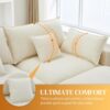 145" U Shaped Cloud Couch Sectional for Living Room, Oversized Modern Modular Sofa with Movable Ottoman, Comfy Fluffy Chenille 6 Seat Sofa Set with Central Console & USB Ports, White