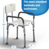 Medline Shower Chair Seat with Padded Armrests and Back | Heavy Duty Shower Chair for Bathtub | Slip Resistant Shower Seat with Adjustable Height | Shower Chair for Inside Shower with 350 lb Capacity