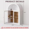 Arched Wall Cabinet,Glass Display Wall Mounted Cabinet with Tempered Glass Doors, Floating Cabinet with Adjustable Shelves for Bathroom,Living Room, Kitchen